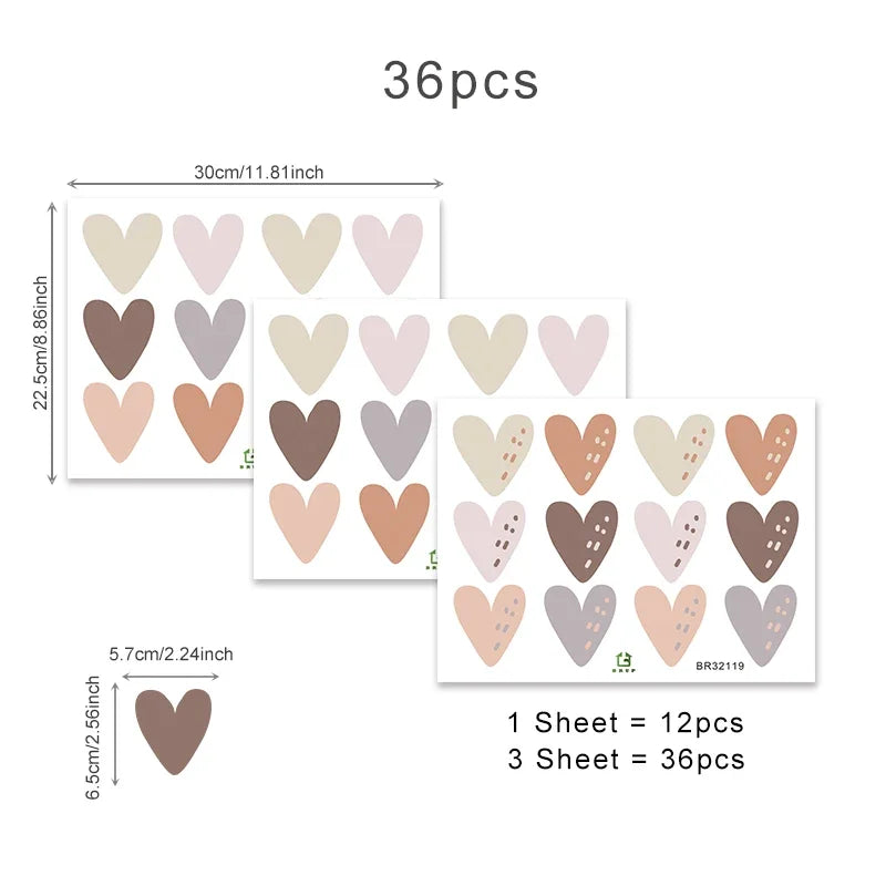 Cute Little Hearts Wall Stickers Removable PVC Vinyl Wall Decals For Living Room Bedroom Kid's Room Nursery Room Creative DIY Decor