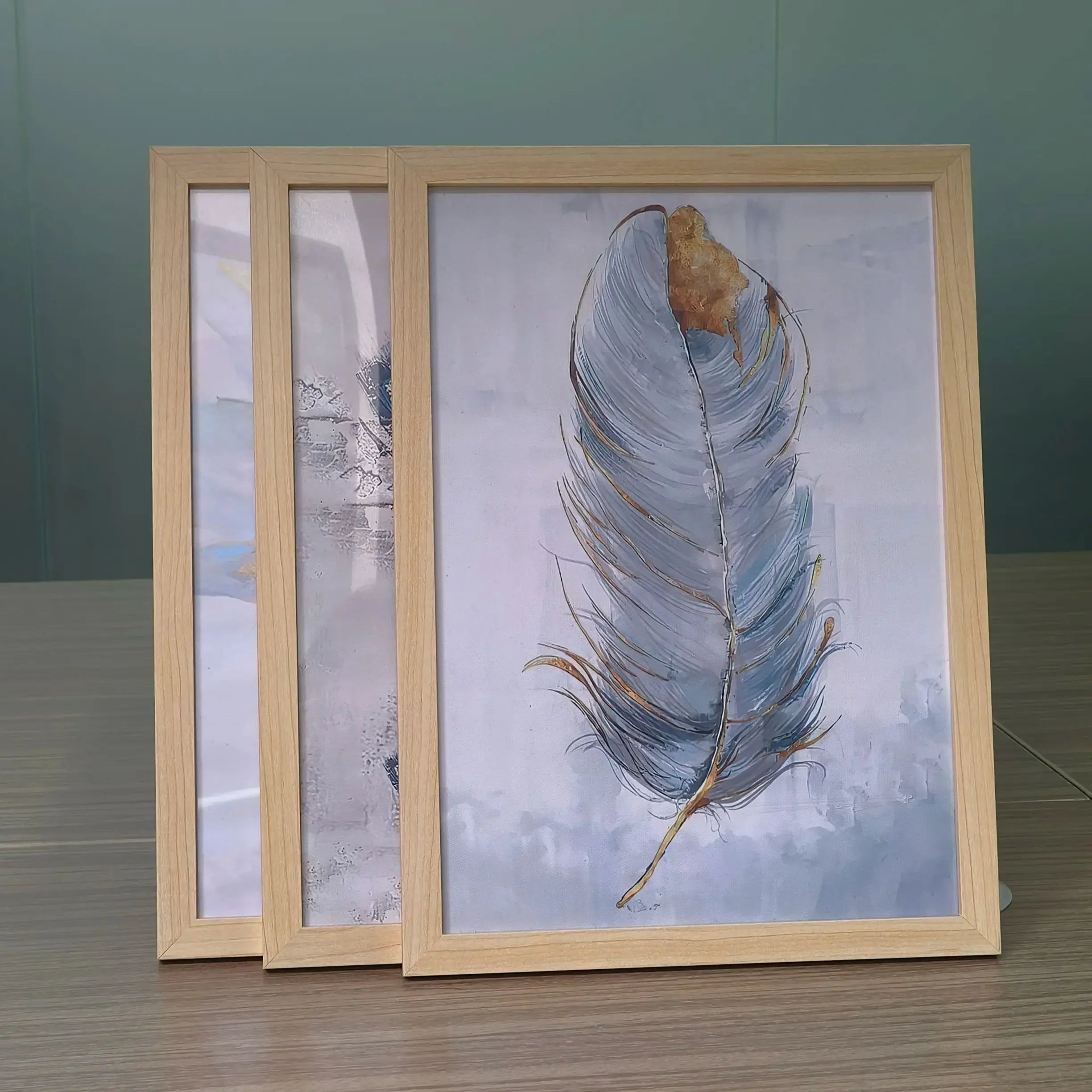 Set of 3Pcs Wood Picture Frame A3 A4 Size - Modern and Stylish Frame for Canvas Prints, Posters and Photo Wall Art - Black, White, Natural Wood Colors