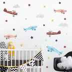Planes Balloons & Automobiles Wall Sticks For Baby's Room Decor Removable Peel & Stick PVC Wall Decals For Creative Kid's Room Wall Decoration 