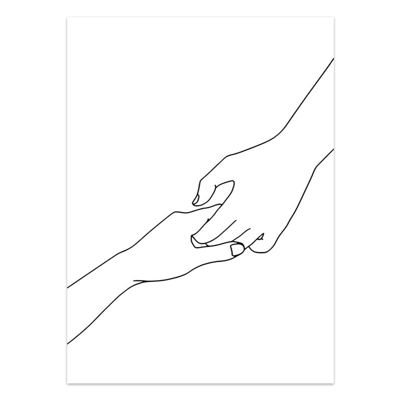 Modern Minimalist Black White Love Posters Wall Art Fine Art Canvas Prints Silhouette Figure Art Pictures For Living Room Bedroom Art Decor