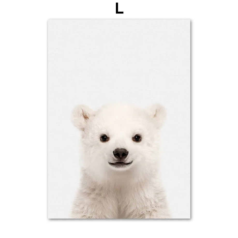 * Featured Sale * Baby Animals Nursery Posters Lion Tiger Leopard Elephant Fox Rabbit Wall Art Print Fine Art Canvas Prints Pictures For Kids Room