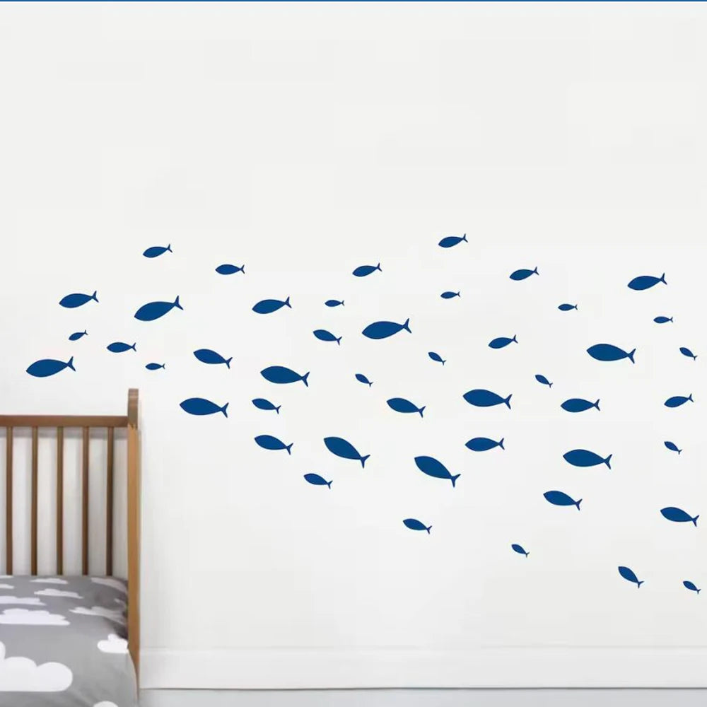 Little Fish Swimming Calming Wall Stickers Removable Peel and Stick PVC Wall Decals For Bathroom Bedroom Creative DIY Home Decor