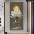 Golden Lotus Meditation Canvas Wall Art Fine Art Canvas Print – Radiant Spiritual Enlightenment Design for Modern Home Decor
