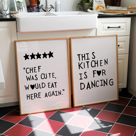 This Kitchen Is For Dancing Posters Wall Art Fine Art Canvas Prints Cute Cheeky Pictures For Kitchen Chef Quotes Modern Typographic Wall Art