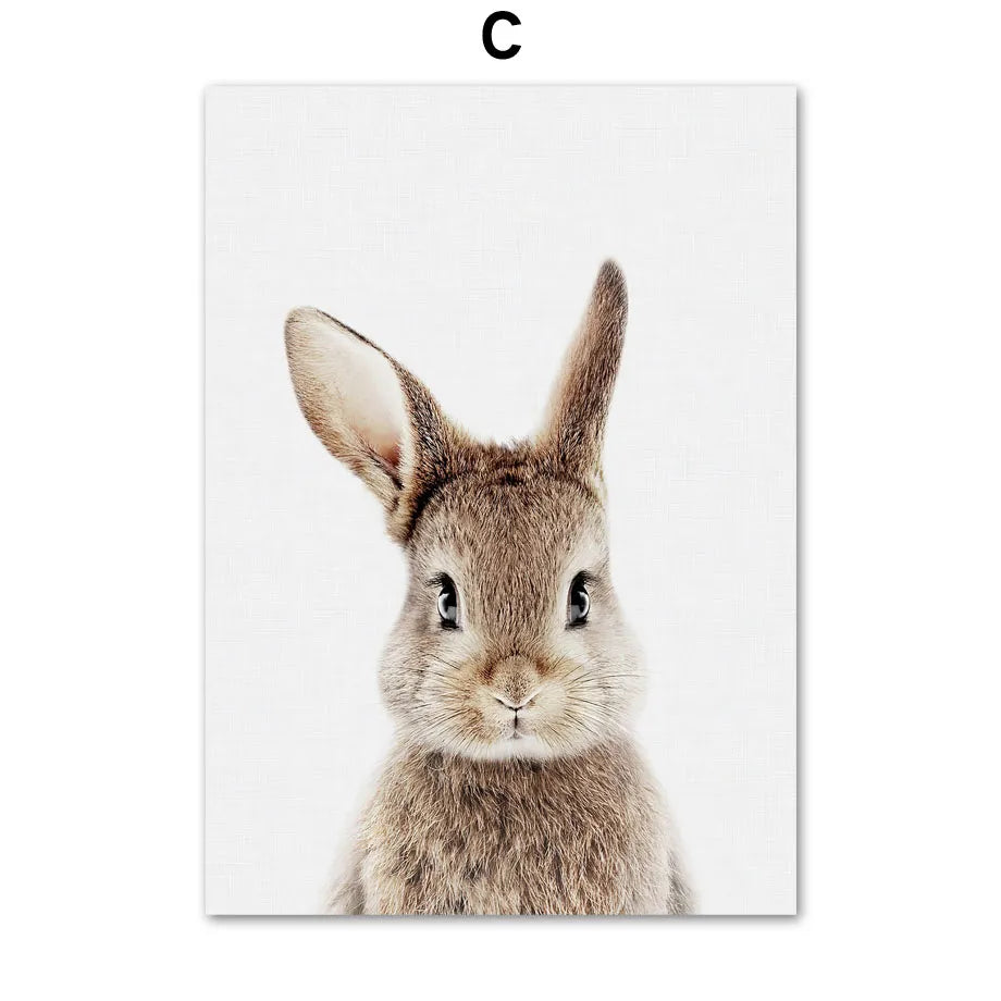 * Featured Sale * Baby Animals Nursery Posters Lion Tiger Leopard Elephant Fox Rabbit Wall Art Print Fine Art Canvas Prints Pictures For Kids Room