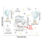 Cartoon Elephant Balloon Clouds Cute Wall Decals For Baby's Room Peel & Stick Removable Wall Stickers For Kid's Room Creative DIY Home Decor