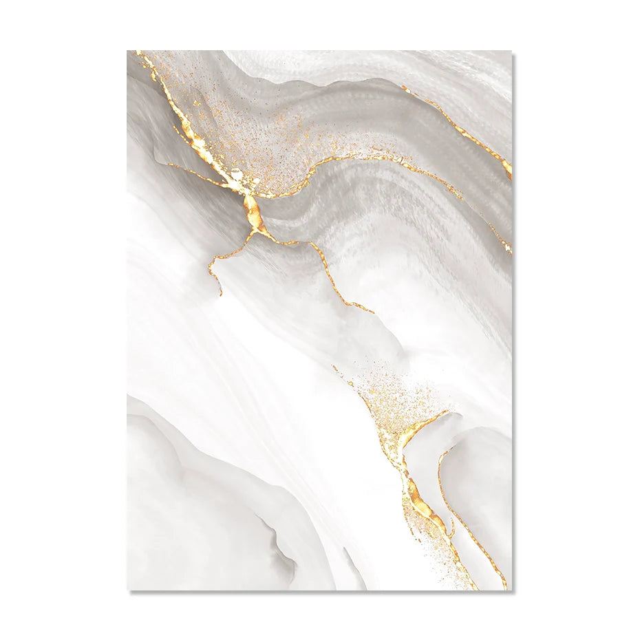 Light Luxury Golden Gray Marble Print Wall Art Fine Art Canvas Prints Posters Abstract Minimalist Pictures For Modern Living Room Decor