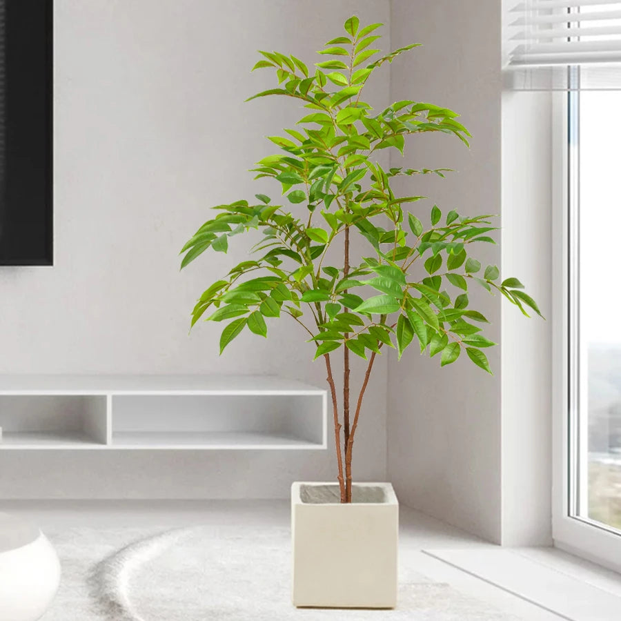 large fake house plant Large Artificial Tree Green Leaves Plant For Modern Interior Design Fa – NordicWallArt.com