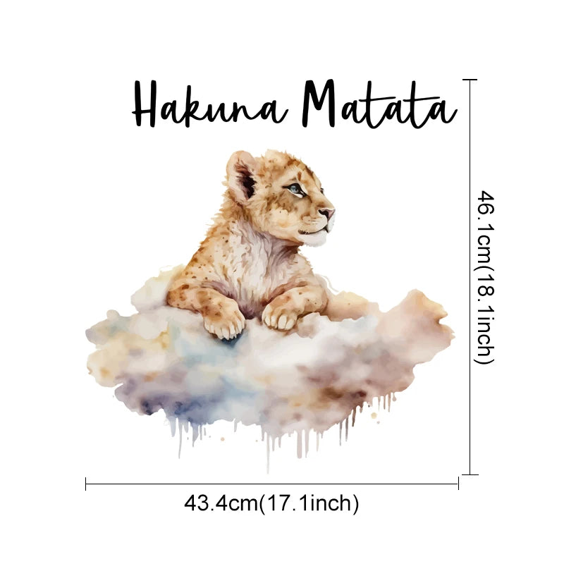 Hakuna Matata Baby's Room Wall Stickers Cute Elephant Lion Giraffe Wall Decals Removable Peel & Stick Wall Vinyl Wall Murals For Kid's Room Decor 
