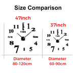 Big Wall Clock DIY 3D Self Adhesive Mirrored Acrylic Wall Clock For Kitchen Dining Room Living Room Creative Home Decor