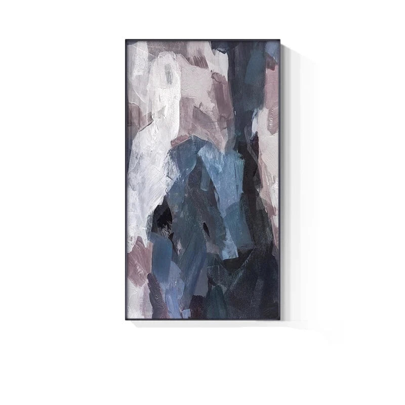 Blue Mauve Purple Abstract Color Block Wall Art Fine Art Canvas Prints Pictures For Luxury Apartment Living Room Dining Room Entrance Reception Foyer Decor