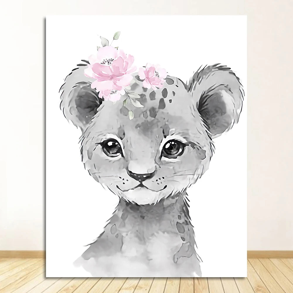 Cute Animals Nordic Nursery Posters Personalized Baby's Name Wall Art Fine Art Canvas Prints Pictures For Baby's Room Nursery Room Wall Decor 2025