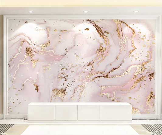 Golden Pink Liquid Marble Nordic Wall Mural Big Size Abstract Wall Painting Fresco Wall Covering Wallpaper For Modern Living Room Home Decor