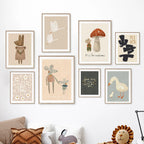 Fly High White Swan Cute Bunny Nursery Wall Art Fine Art Canvas Prints Modern Neutral Color Pictures For Modern Nursery Room Kid's Room Art Decor