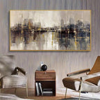 Big Sizes Urban Abstract Landscape Wall Art Fine Art Canvas Prints Neutral Tones Modern Artwork For Living Room Art For Above The Sofa
