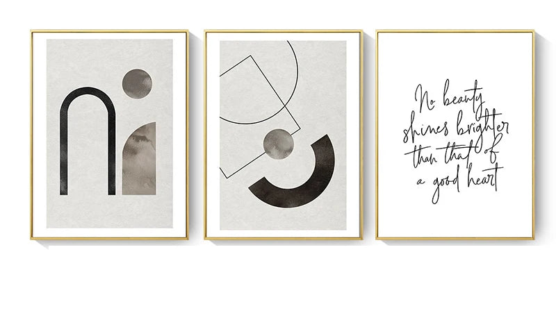 Scandinavian Minimalist Geometric Dark Neutral Colors Wall Art Fine Art Canvas Prints Modern Abstract Pictures For Living Room Home Decor