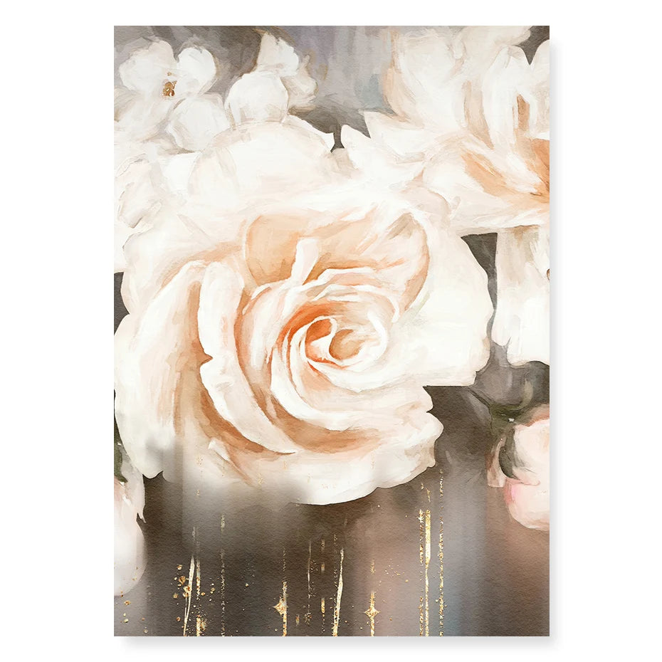 Pink Beige Petals Big Floral Wall Art Fine Art Canvas Prints Elegant Abstract Botanical Pictures For Living Room Bedroom Art Decor