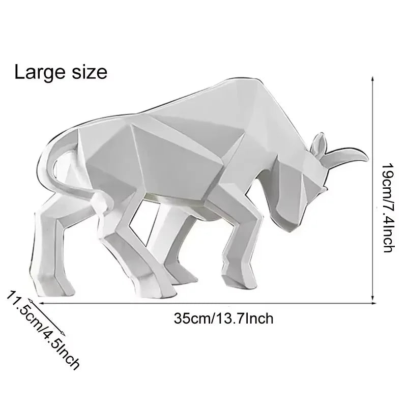 Abstract Bull Statue Sculpture Geometric Wildlife Ornament Modern Symbolic Art Decoration For Desktop Home Office Living Room Nordic Home Decor