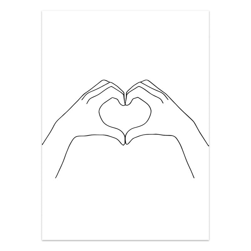 Modern Minimalist Black White Love Posters Wall Art Fine Art Canvas Prints Silhouette Figure Art Pictures For Living Room Bedroom Art Decor