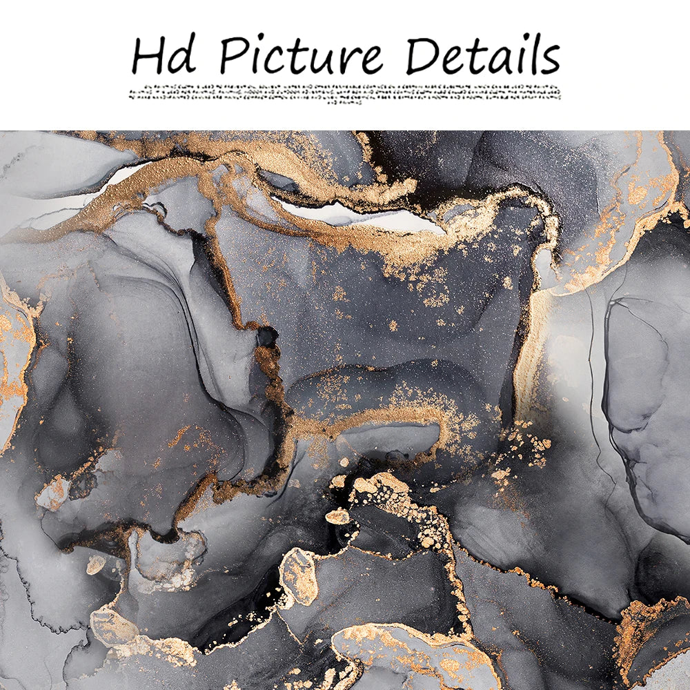 Abstract Grey Golden Liquid Marble Print Wall Art Fine Art Canvas Prints Wide Format Pictures For Above The Sofa Art For Above The Bed