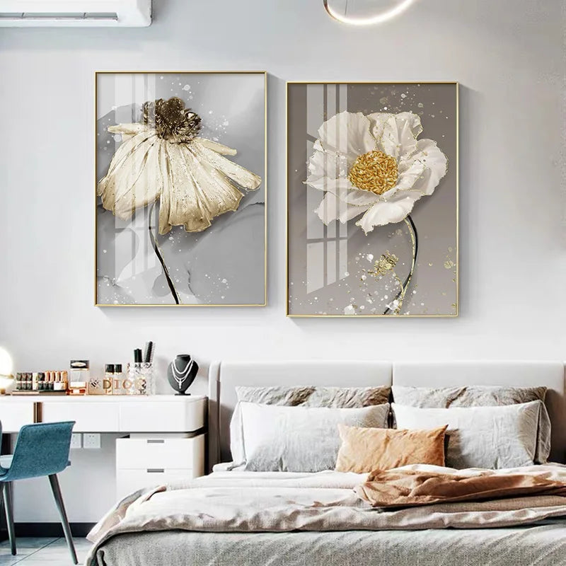 Modern Abstract Paint Splash Floral Wall Art Fine Art Canvas Prints Posters Elegant Botanical Pictures For Living Room Decor