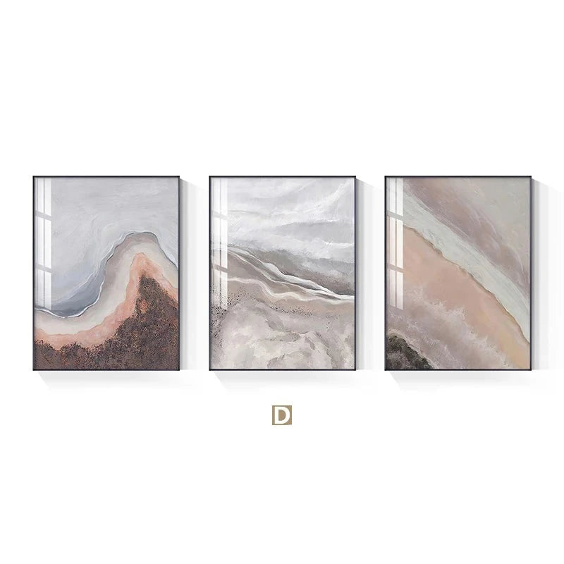 Neutral Shades Pink Abstract Ocean Shoreline Wall Art Fine Art Canvas Prints Minimalist Pictures For Living Room Bedroom Art Decor