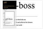 Fashion Girl Boss Definition Poster Wall Art Fine Art Canvas Print Modern Typographic Inspirational Wall Decor For Bedroom Living Room Decor