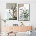 Set of 2PCS Botanical Abstract Line Art Leaves Wall Art Fine Art Canvas Prints Simple Nordic Pictures For Living Room Decor