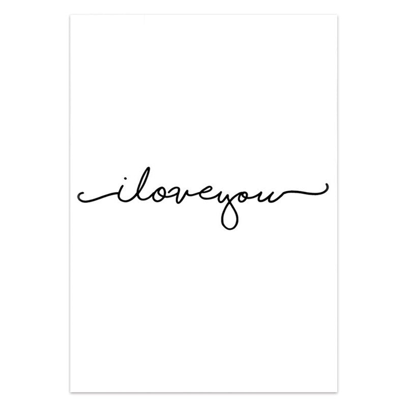 Modern Minimalist Black White Love Posters Wall Art Fine Art Canvas Prints Silhouette Figure Art Pictures For Living Room Bedroom Art Decor