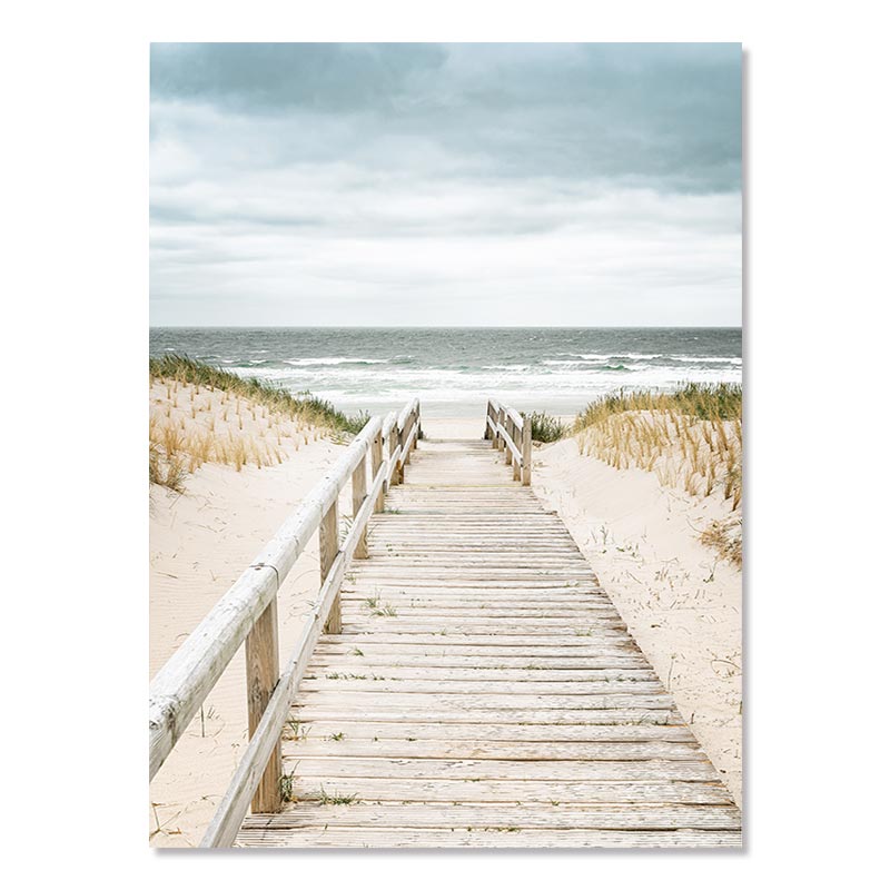 Beach Sea Ocean Poster Wall Art Canvas Painting Bridge Leaves Turtle Seagull Print Vibrant Summer Picture Nordic Home Decoration