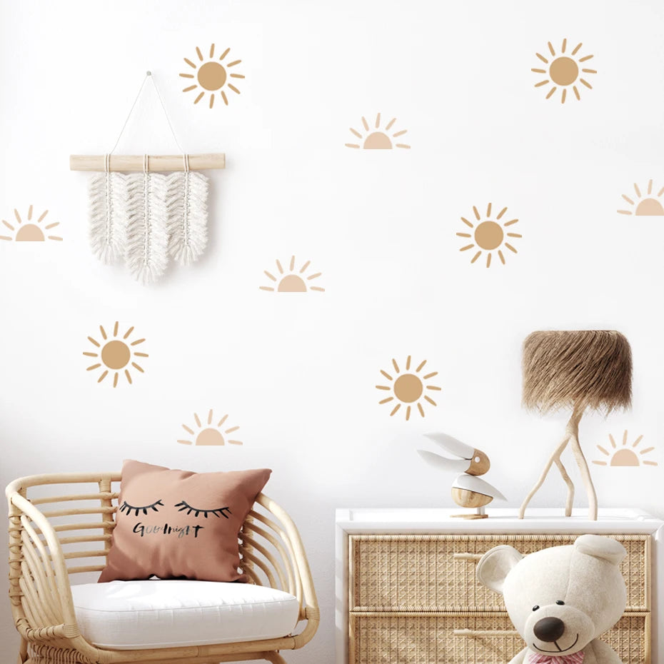Sun Rising Cute Nordic Wall Decals For Children's Nursery Room Removable Peel & Stick Wall Stickers For Creative DIY Kid's Room Wall Decor