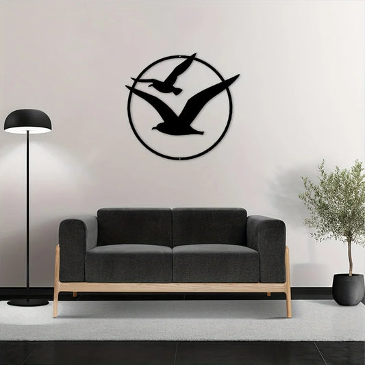 Seaside Seagulls Iron Art Wall Art 3D Metal Sculptured Birds Wall Decoration For Living Room Dining Room Creative Contemporary Nordic Home Decor