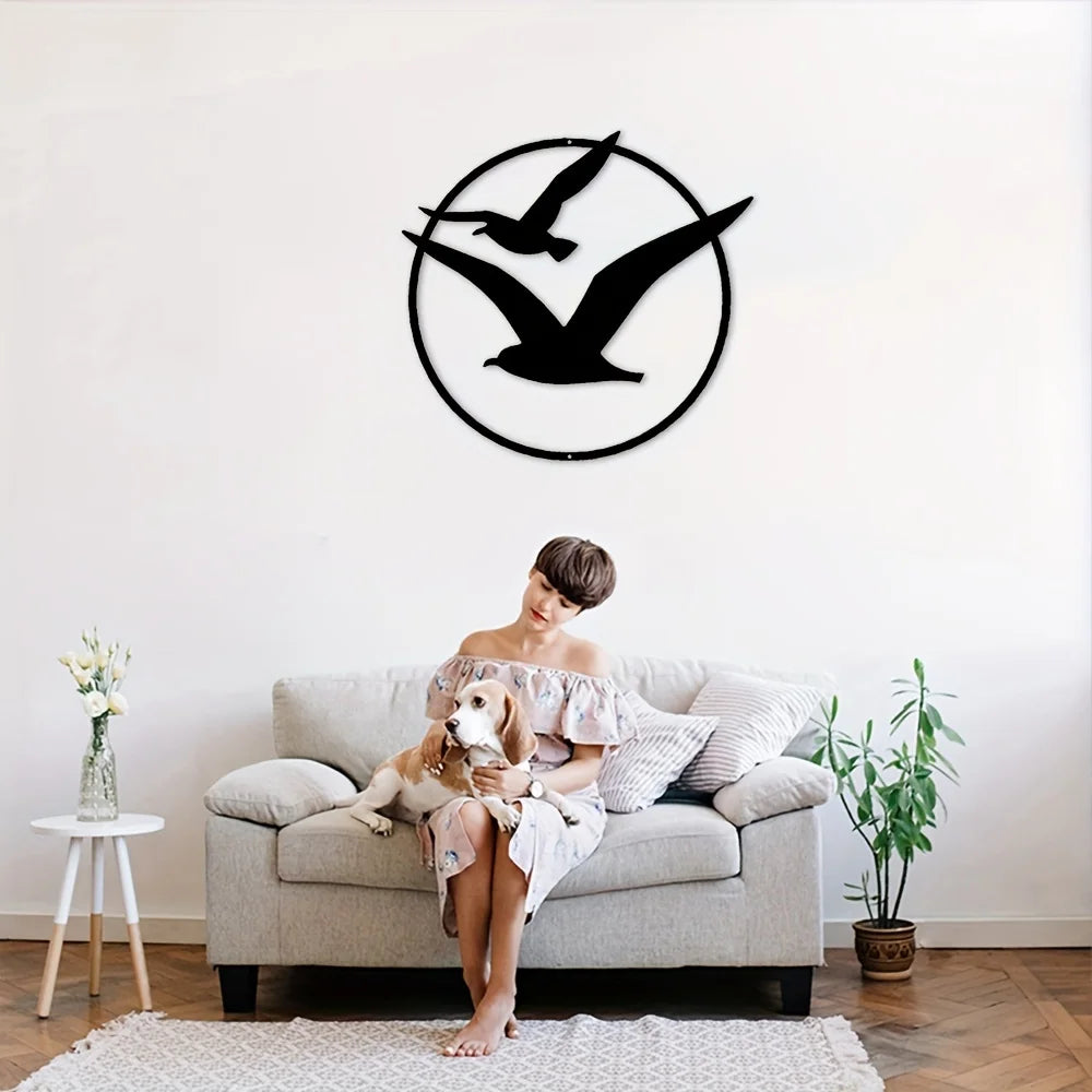 Seaside Seagulls Iron Art Wall Art 3D Metal Sculptured Birds Wall Decoration For Living Room Dining Room Creative Contemporary Nordic Home Decor 2025