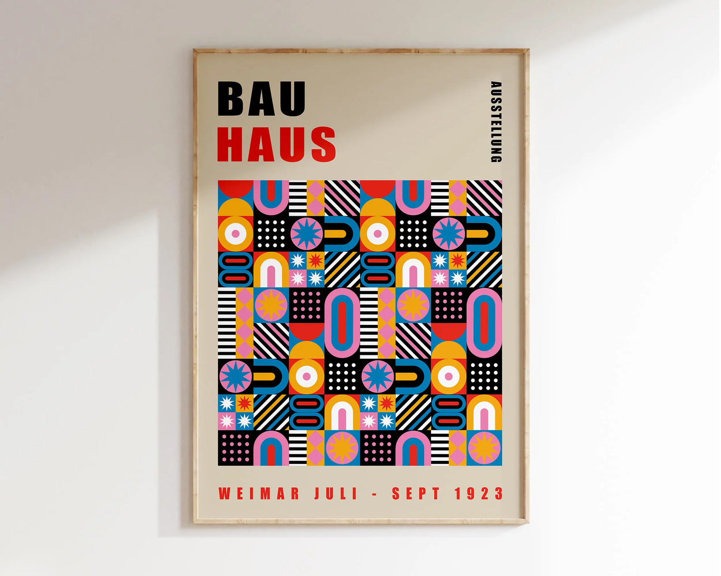 Colorful Vintage Retro Geometric Abstract Bauhaus Expo Art Gallery Poster Wall Art Fine Art Canvas Prints Pictures For Living Room Home Office Decor