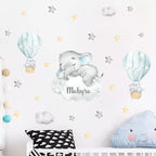 Cartoon Elephant Balloon Clouds Cute Wall Decals For Baby's Room Peel & Stick Removable Wall Stickers For Kid's Room Creative DIY Home Decor