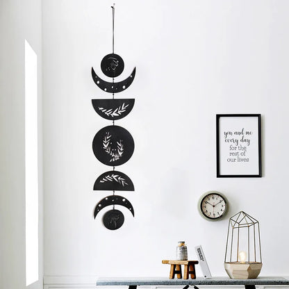 Moon Phase Hanging Garland Nordic Wall Decoration For Living Room Bedroom Children's Nursery Room Natural Wood Simple Scandinavian Home Decor