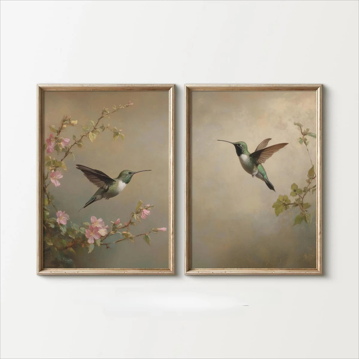 Set of 2Pcs Vintage Birds Wall Art Fine Art Canvas Prints Neutral Tones Retro Illustrations of Birds Artworks For Farmhouse Kitchen Living Room Simple Bedroom Home Decor 