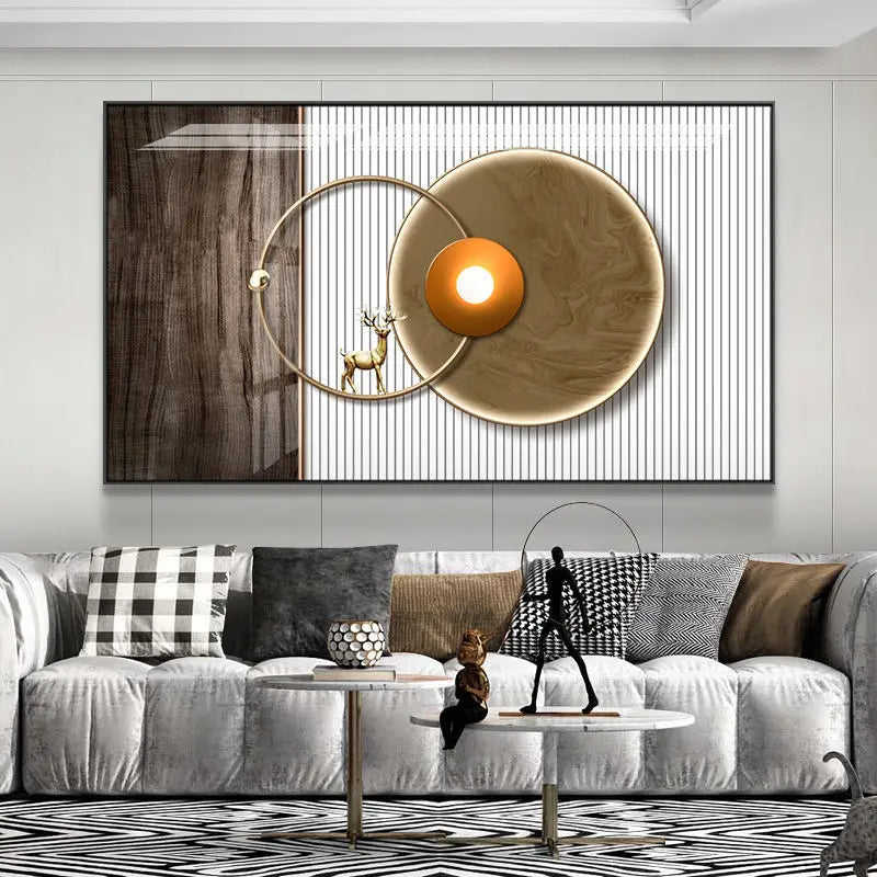 Modern Abstract Architectural Geometry Wall Art Fine Art Canvas Prints Sun Moon Pictures For Luxury Apartment Living Room Home Office Decor