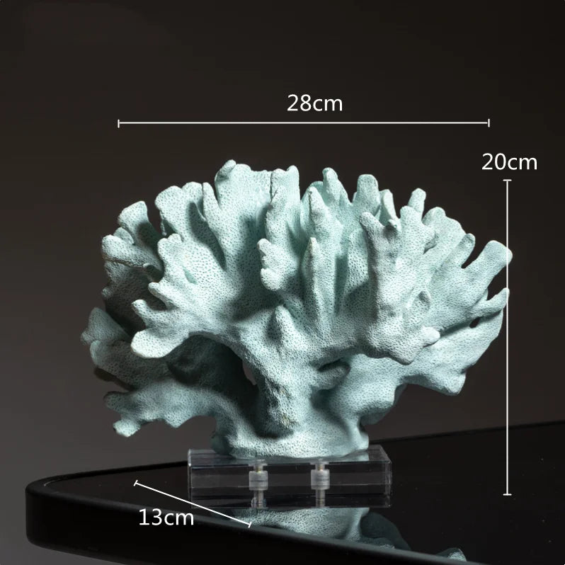 Ocean Themed Faux Coral Resin Ornaments Crystal Tree Glass Vase Decorative Figurines Abstract Art Sculpture For Luxury Living Room Coffee Table Decor
