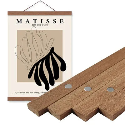 Modern Natural Wood Picture Frames Magnetically Clamps Canvas In Place Simple Canvas Scroll Hanging Frame For Canvas Print Wall Decor