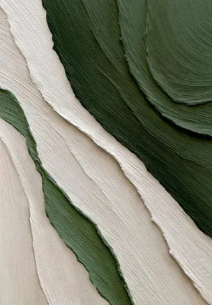 Large Format Abstract Wall Art Fine Art Canvas Prints Green Beige Golden Flowing Textural Design Pictures For Modern Apartment Living Room Foyer Art Decor