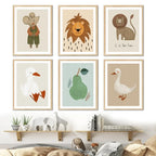 Cute Baby Animals Nursery Wall Art Illustrations Fine Art Canvas Prints Geese Mouse Lion Polar Bear Poster Pictures For Baby's Room Wall Decor