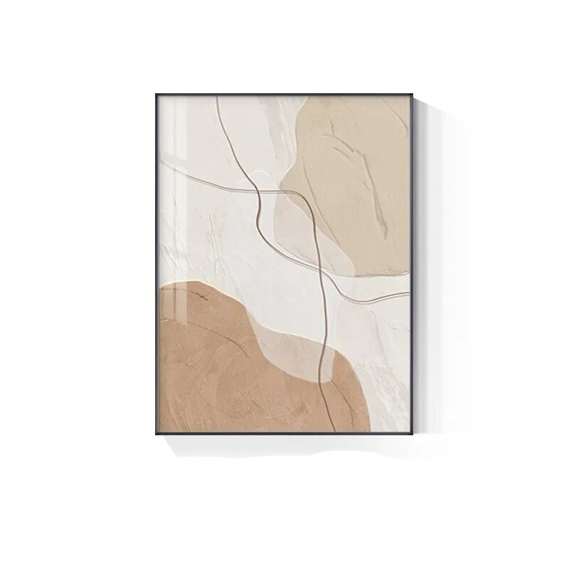 Neutral Colors Line & Curve Wall Art Fine Art Canvas Prints Modern Abstract Pictures For Minimalist Living Room Contemporary Interiors