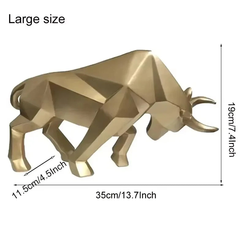 Abstract Bull Statue Sculpture Geometric Wildlife Ornament Modern Symbolic Art Decoration For Desktop Home Office Living Room Nordic Home Decor