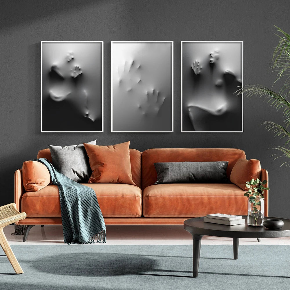 Modern Art Abstract Ghostly Faces In The Wall Canvas Prints Black White Wall Art Posters Pictures For Living Room Bedroom Art Decor