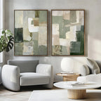 Set of 2Pcs Contemporary Abstract Wall Art Fine Art Canvas Prints Neutral Palette Artworks For Modern Apartment Living Room Dining Room and Bedroom Art Decor
