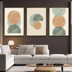 Set of 2Pcs Earthy Tones Abstract Geometric Circles Wall Art Fine Art Canvas Prints Pictures For Living Room Dining Room Bedroom Art Decor 2025