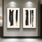 Set of 2Pcs Minimalist Black Beige Thick Brush Abstract Wall Art Fine Art Canvas Prints Pictures For Modern Apartment Living Room Dining Room Art Decor