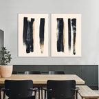 Set of 2Pcs Minimalist Black Beige Thick Brush Abstract Wall Art Fine Art Canvas Prints Pictures For Modern Apartment Living Room Dining Room Art Decor 2025