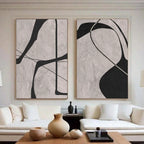 Set of 2Pcs Minimalist Wabi‑Sabi Wall Art Fine Art Canvas Prints – Abstract Artwork with Organic Irregular Lines for Modern Home Décor